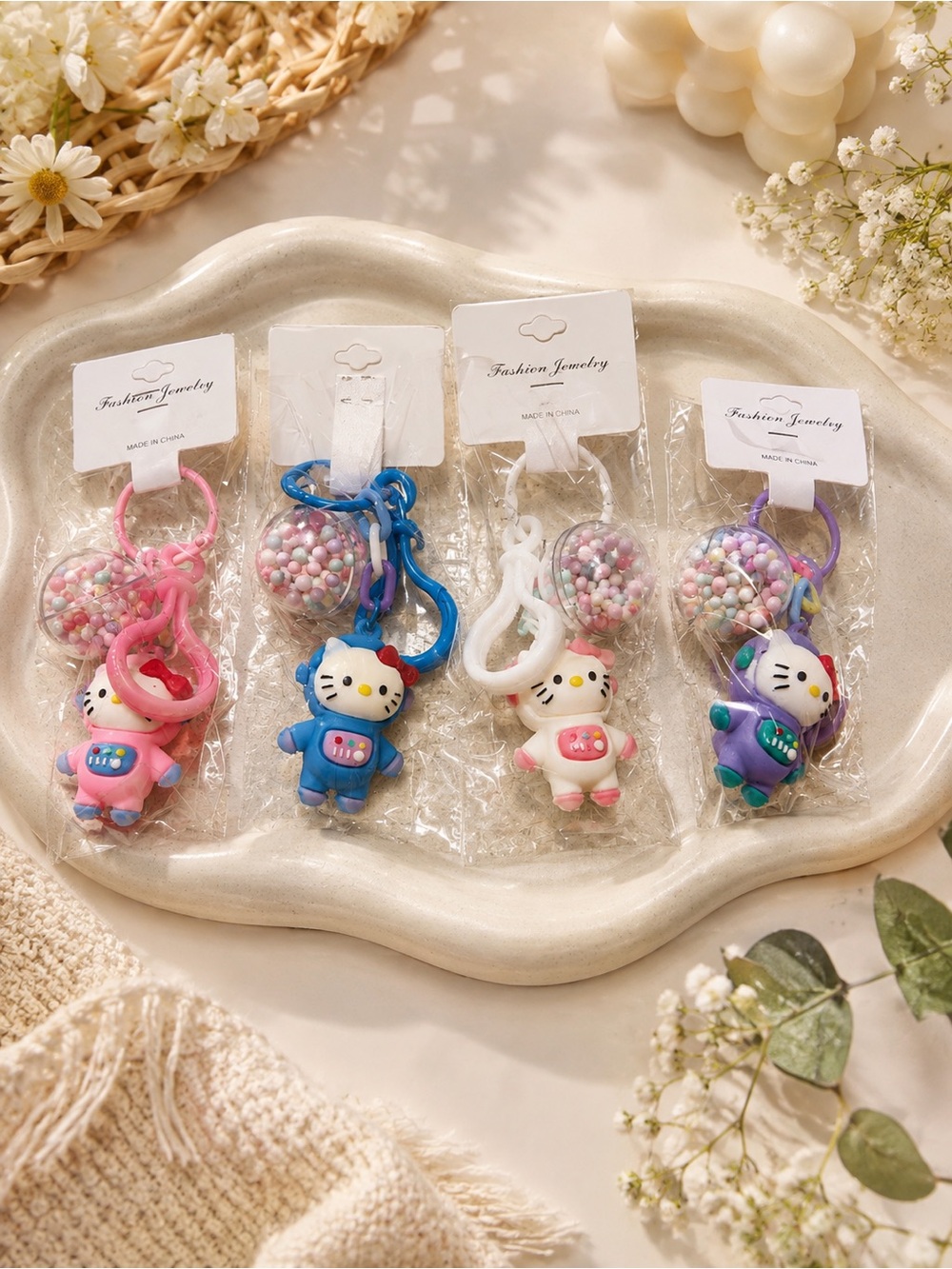 6 Hello Kitty bag charms assorted colors